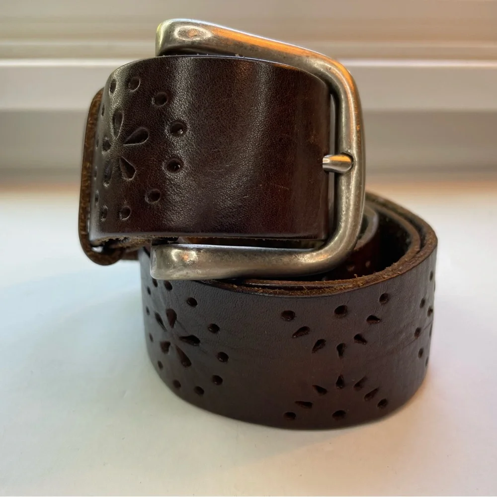 Aeropostale brown genuine leather cut out w/ brass buckle size small